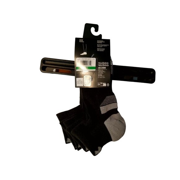 Under Armour Mens Performance Tech Crew Socks 3-Pack Black & Gray L - Picture 2 of 3